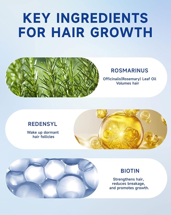 Hair Growth Serum Roll On with Rosemary, Redensyl, Biotin, AnaGain & Niacinamide,No-Rinse & Non-Greasy For All Hair Types (1.01 fl.oz 1Pack, 3% Rosemary)