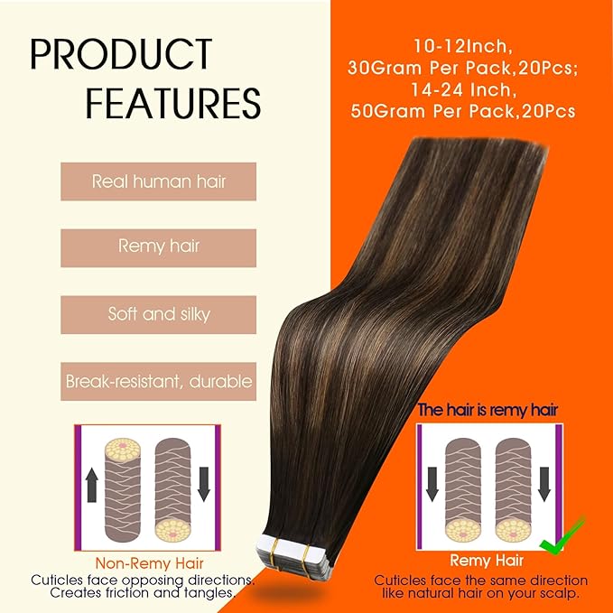 Full Shine Tape in Human Hair Extensions Balayage Tape in Hair 2/8/2 Dark Brown to Ash Brown Balayage Real Remy Human Hair Extensions Tape in Natural Hair 20pcs 30 Gram Double Sided Tape Hair 12 Inch