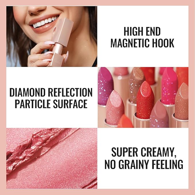 Oulac Moisture Red Lipstick Set 3PCS - Infinity High Shine Finish, Hydrating Vegan Lipstick Infused with Damask Rose Oil for All-Day Comfort, Gluten-Free, PG02+PG14+D03