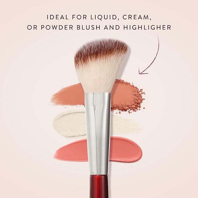 BK BEAUTY 112 SMALL ANGLED FACE BRUSH – Precise Angled Blush Brush for Soft, Natural Blend, Ideal for Blush on Smaller Faces & Highlighting