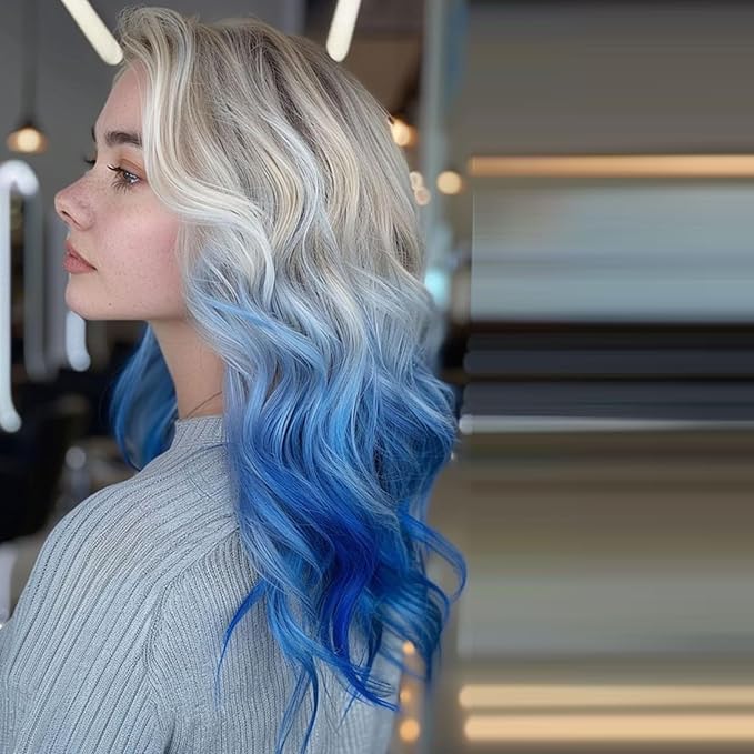 Temporary Hair Color Chalk for Kids, Blue Hair Dye, Hair Wax Color for girls age 4 5 6 7 8 9 10-12 Birthday Party Cosplay DIY Independence Day Halloween Christmas