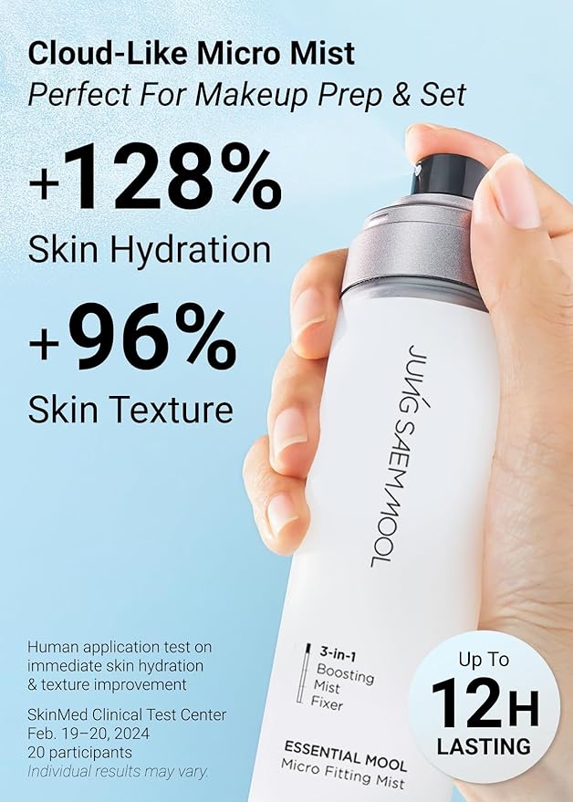 JUNG SAEM MOOL Essential Mool Micro Fitting Face Mist 4.06 Fl Oz, Ultra-Fine Hydrating Makeup Setting Spray with Thermal Spring Water, Long-Lasting Fixing Power Dewy Glow Primer, Korean Face Mist