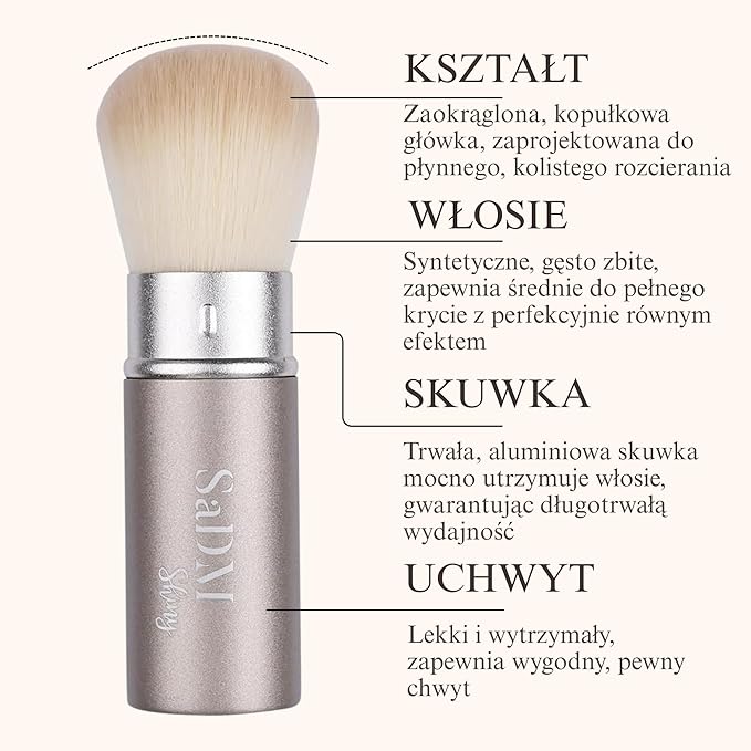 Retractable Kabuki Makeup Brush - Blender Brush for Powder, Cream, Liquid Foundation, Sunscreen, Blush Blending & Bronzer - Professional Make Up Brush - Full Face Makeup Brush - Vegan & Cruelty Free