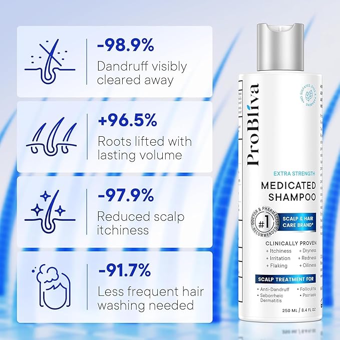 ProBliva Anti-Fungal & Dandruff Shampoo: Extra Strength Scalp Treatment Shampoo for Dandruff, Folliculitis, Psoriasis, Seborrheic Dermatitis & Dry Scalp