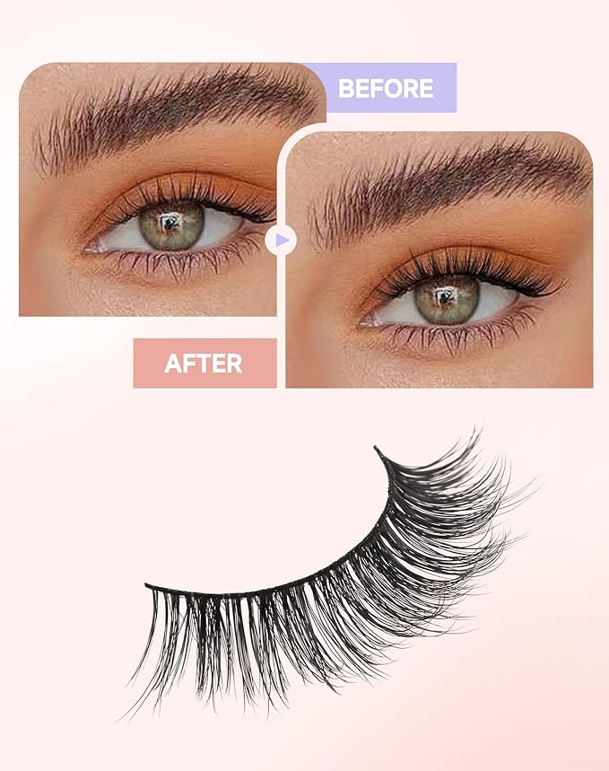 Natural Look Wispy Lashes Mink False Eyelashes C Curl Strip Lashes Pure-04