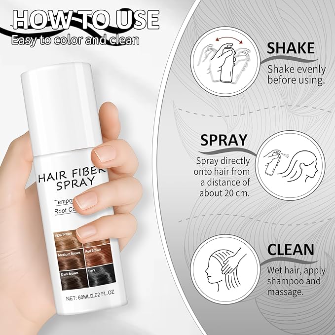 CAHIUYOA Root Cover Up Temporary Hair Color Spray,Instant Gray Root Cover Up,Professional Quick Cover Up Hair Products for Women and Men,Black Hair Color Spray 2.02 oz