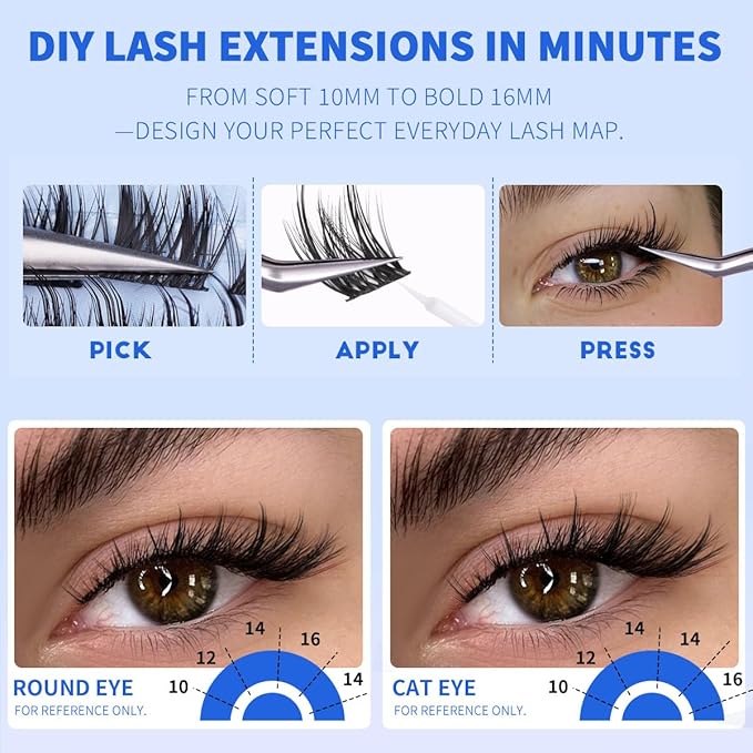 Wispy Lash Clusters Spikes Eyelash Extensions Fairy Lash Clusters 10-16mm Natural Eyelash Cluster 144Pcs DIY Individual Lash Extensions by Kiromiro