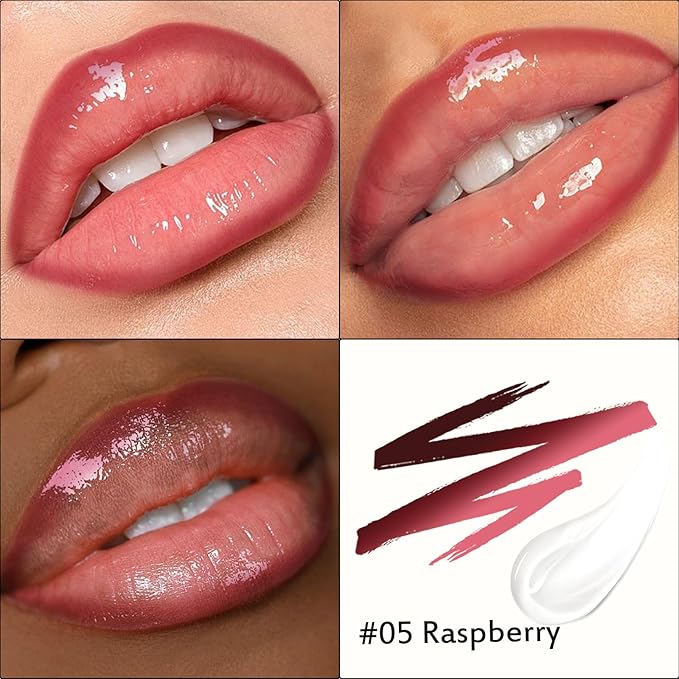 Lip Stain Peel Off Lip Oil 2 in 1 Combo Set, Raspberry Long Lasting Tattoo Lip Liner Stain, Transfer-Proof Lip Tint Matte Finish Moisturizing Lip Gloss for Women Daily Makeup, Easy to Use