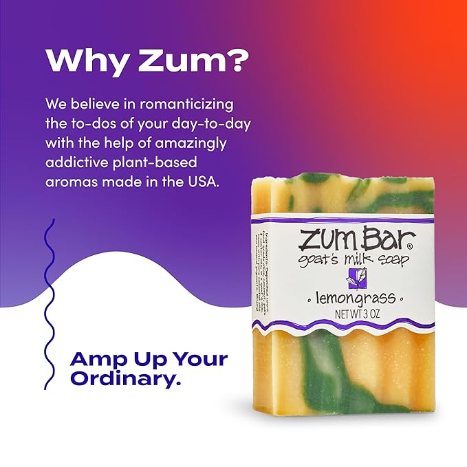 Zum Indigo Wild Goat's Milk Soap Bar - Bar Soap for Hands & Body Made with Essential Oils - 3 oz - Lemongrass (6 Pack)