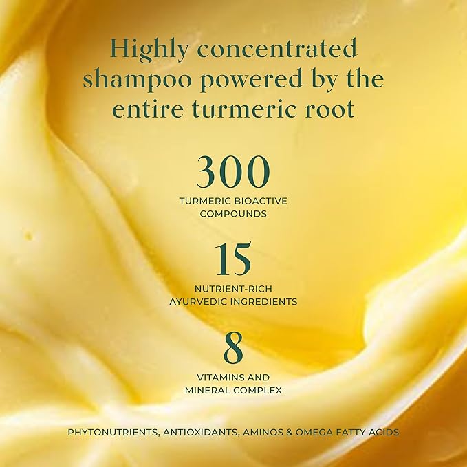 SHAZ & KIKS Ultra Hydrating Turmeric Shampoo | Deeply Moisturizing for Dry, Itchy, Flaky or Sensitive Scalp | Ayurvedic Turmeric & Kokum Butter | Natural, Vegan, Sulfate-Free, Color-Safe | 90ml