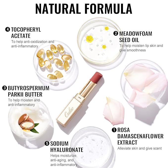 Oulac Matte Lipsticks for Women Set, Silky Velvet Matte Lipstick, Soft Smooth Texture, High Impact Lip Color, Not Dry Lightweight Formula Infused with Vitamin E, Vegan RM02+03+04