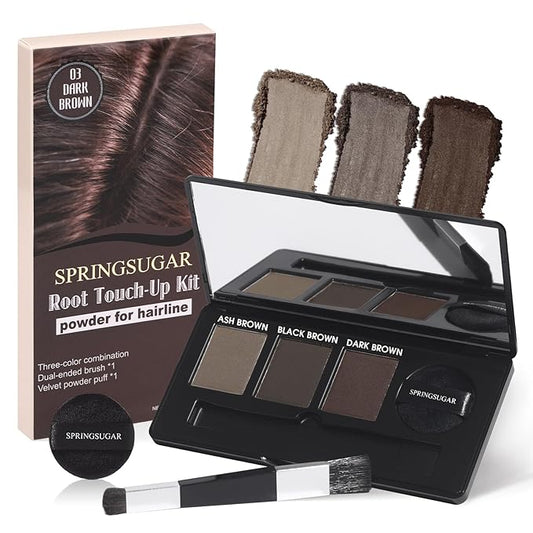 Root Touch Up Hair Color – 3 Color Blendable Hairline Powder for Gray Coverage, Root Cover Up & Thinning Edges – 48H Sweat Resistant, Natural Finish for Women & Men – Dark Brown