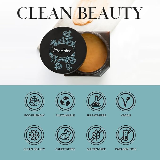 Saphira Mineral Mud Hair Mask, Deep Healing Hair Treatment for Dry, Damaged, Bleached, Color-Treated Hair and Scalp, Sulfate-Free, Paraben-Free, Repairs, Hydrates and Adds Shine, 3 Ounce