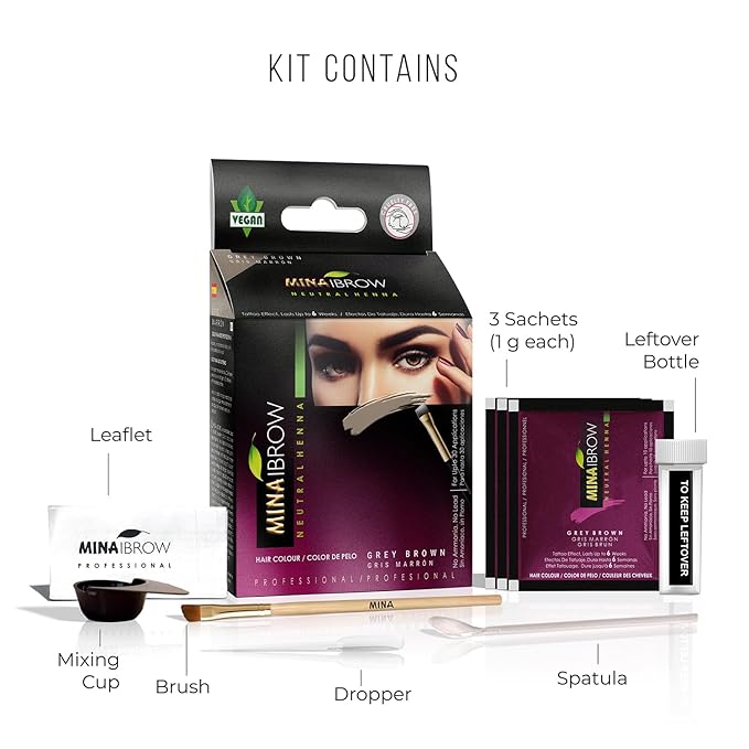 Mina ibrow Hair Color Gray Brown|Long Lasting Natural Spot coloring and Hair Tinting Powder, Water and Smudge Proof Vegan and Cruelty free | No Ammonia, No Lead with 100% Gray Converge