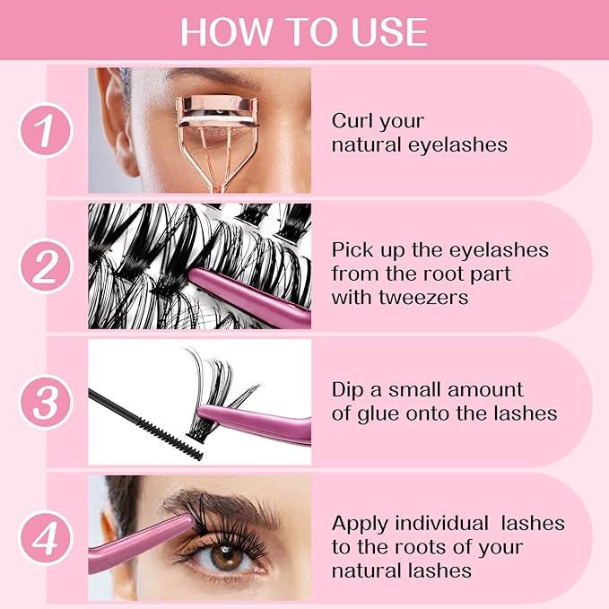 280 Pcs Individual Lashes 40D+50D Mixed Lash Clusters 14 Rows Cluster Lashes that Look Like Eyelash Extensions DIY Lash Extension Self Application At Home (40+50-C-9-16mix)