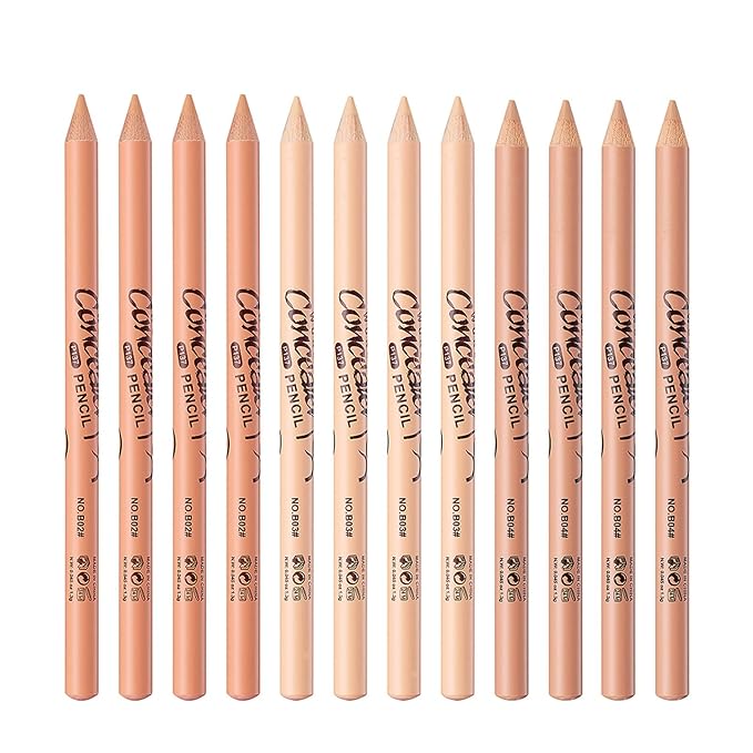12 Pcs Wonder Concealer Pencil，3 Colors Face Concealer Pencil，Evens Out Skin Tone，Can Perfection Conceal Blemish，Dark Circle，Aging Spot，Acne，etc