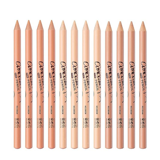 12 Pcs Wonder Concealer Pencil，3 Colors Face Concealer Pencil，Evens Out Skin Tone，Can Perfection Conceal Blemish，Dark Circle，Aging Spot，Acne，etc
