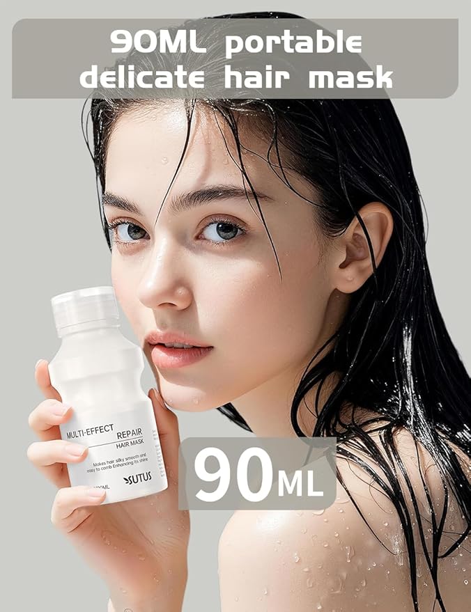 SUTUS Deep Conditioning Hair Mask - Repairs Damaged, Dry Hair and Split Ends, Rebuilds Strength, Promotes Healthy Hair (Orchids 3.04 FL oz), Paraben & Sulfate-Free for travel