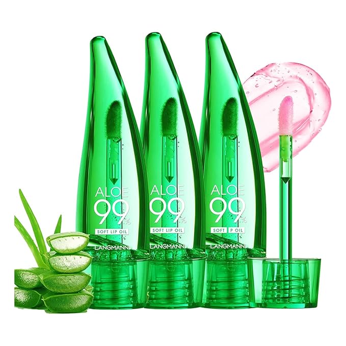 3 Pcs Aloe Vera Lip Gloss Set,Magic Temperature Color Change Lip Gloss Moisturizing Long Lasting Lip Stain Liquid Lipstick Lip Tint for Women