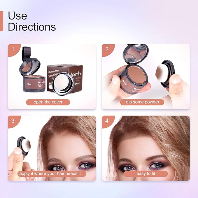 Acomler Instantly Root Cover Up Hairline Shadow Powder,Root Touch Up Hair Color,Dark Brown for Thinning Hair, Grey Hair Coverage Hair Powder for Women Men with Eyebrows, Beard Line, Bald Spots (Brown)