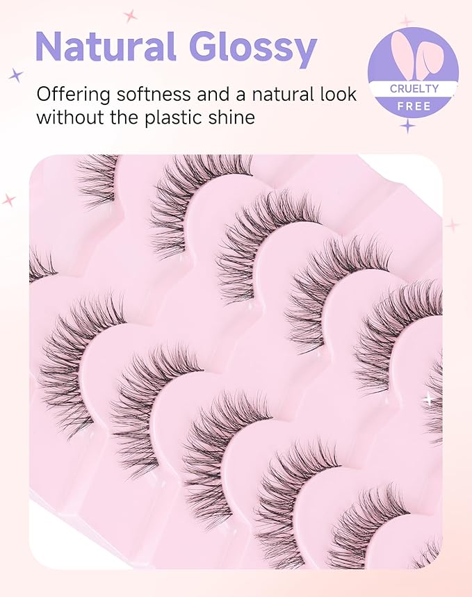 Wispy Lashes Natural Look Natural Eyelashes Fake Eyelashes False Eyelashes Strip Lashes Wispy Eyelashes Clear Band Lashes Light-06
