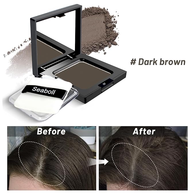 Instant Hairline Powder-0.42oz Root Touch Up Hair Color for Gray Hair Coverage, Scalp Concealer Shadow Powder Hair Fillers for Thinning Hair Bald Spot Cover Up, Beard Filler, Women & Men-Dark Brown