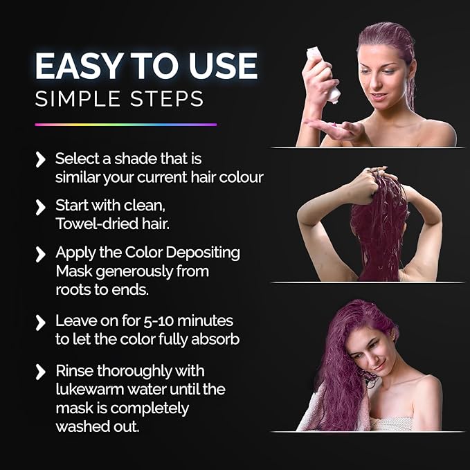 Herbishh Koloret Keratin Color Depositing Mask - 2-in-1 Deep Conditioner for Vibrant Refreshed Hair, Ideal for Dry Damaged Types, Salon-Worthy Shine at Home, Pink, 3.5 fl.oz