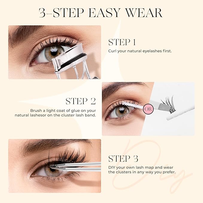 WINKGIGGLE Lash Clusters DIY Eyelash Extensions Natural Volume, Individual Wispy Lashes Clusters for Home Application