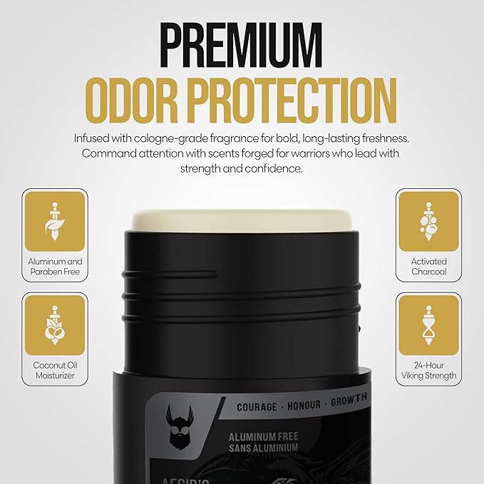 The Beard Struggle Marauder's Defense - Natural Charcoal Infused Deodorant Men, Aluminum Free - Platinum Collection, Aesir's Triumph - 2.65 oz