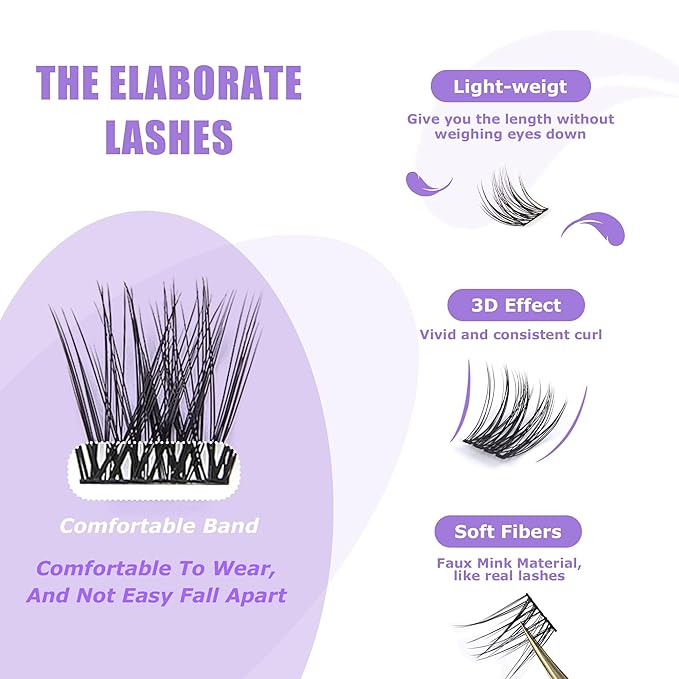 GAQQI Lash Clusters, GQ19 False Eyelashes DIY Lash Extensions C Curl Cluster Lashes 120PCS 12MM Only, Natural and Wispy Individual Lash Wisps (GQ19,12mm,C Curl )