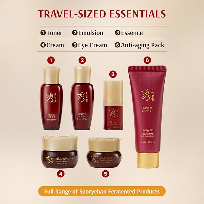 Sooryehan Ginseng Skincare gift Set - Hyobidam Korean Skin Care Set, Premium Gift Set for Intense Hydration, Firm Skin, Wild Ginseng, 13.53 fl oz