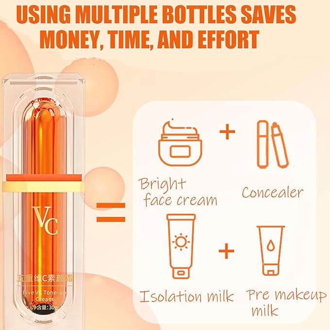 Swarous Vitamin C Makeup Tone Up Cream, Five Vitamin C Tone-Up Cream, Multi 4-In-1 Face, Concealer, Face Primer and Makeup (1)