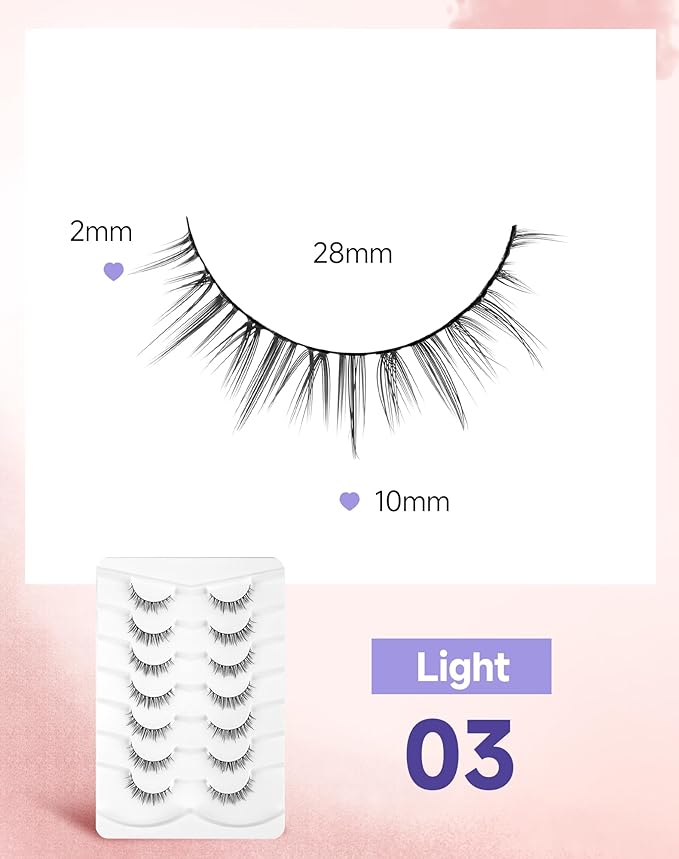 Natural Eyelashes Short Lashes Wispy Lashes Natural Lashes Fake Eyelashes False Eyelashes Strip Lashes Wispy Eyelashes Natural Look Light-03