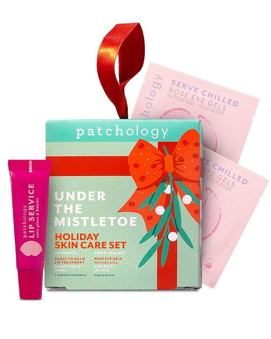 Patchology Under the Mistletoe Holiday Gift Set – Stocking Stuffer with Lip Plumping Gloss & Hydrating Under-Eye Patches for Glowing Skin & Kissable Lips (Limited Edition)
