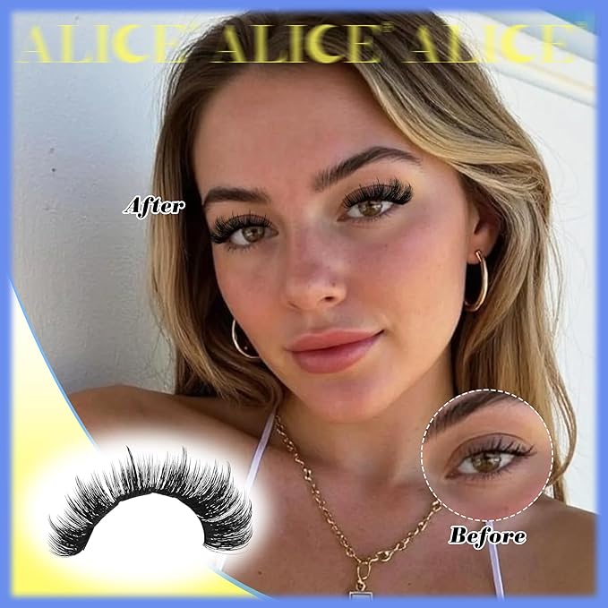 ALICE Lash Clusters Kit - 200D Russian Thick Eyelash Clusters Kit (Wispy & Spiky) - Lash Extension Kit with Lash Bond and Seal, Tweezers, Reusable Eyelash Clusters for Dramatic Volume Makeup