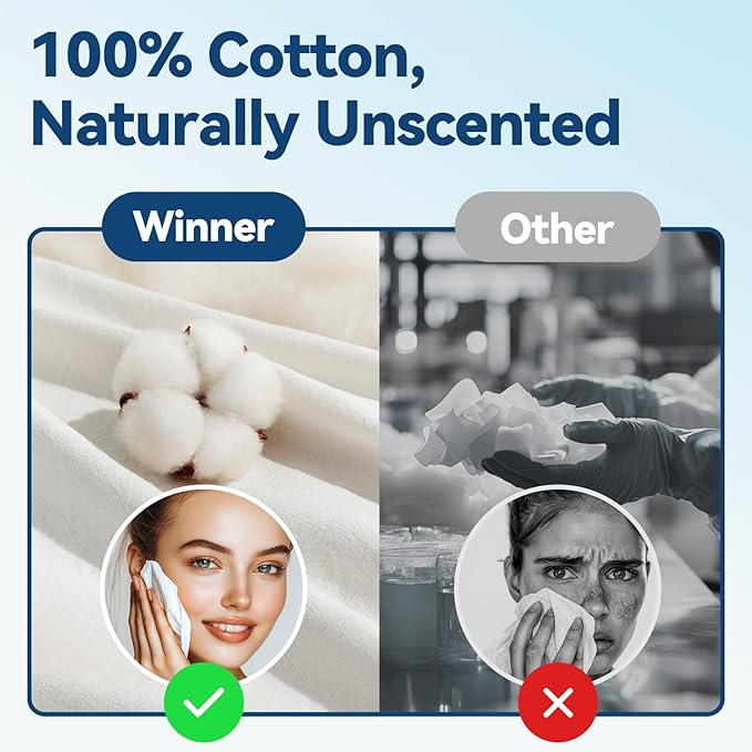 Winner Soft Face Towels, 100% USDA Biobased Facial Towels, 2 Packs per Case, 6 Bags per Pack (12 Bags Total)