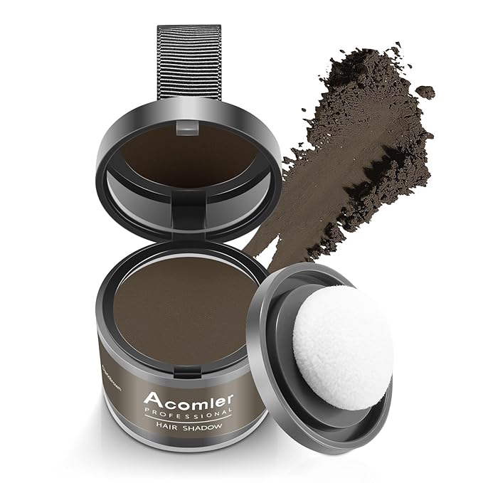 Acomler Instantly Root Touch Up Hair Color Hairline Shadow Powder,Root Cover Up,Dark Brown for Thinning Hair, Grey Hair Coverage Hair Powder for Women with Eyebrows,Beard Line,Bald Spots (Dark Brown)
