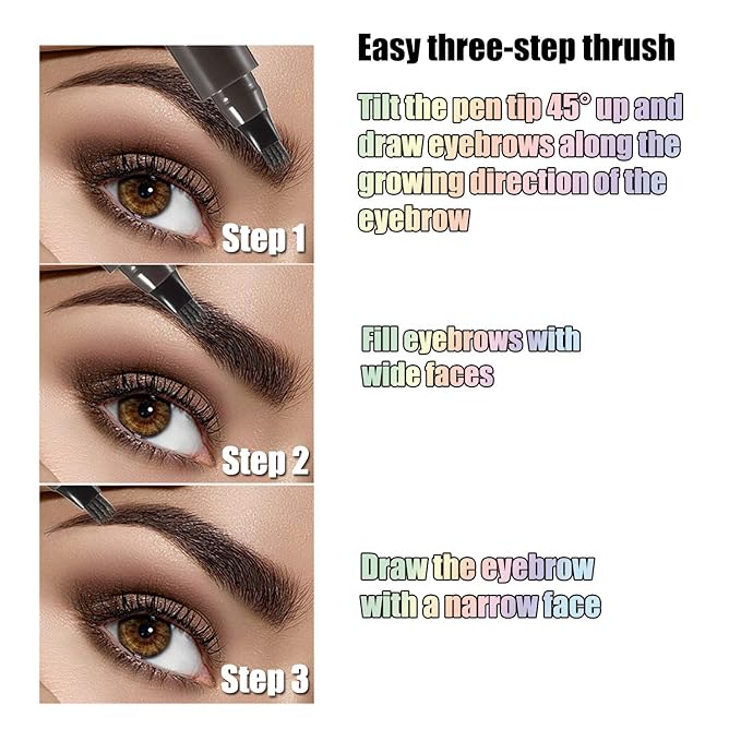 Liquid Eyebrow Pen, Waterproof Microblading Eyebrow Pencil with a Micro-Fork Tip Applicator, Creates Natural Looking Brows Effortlessly