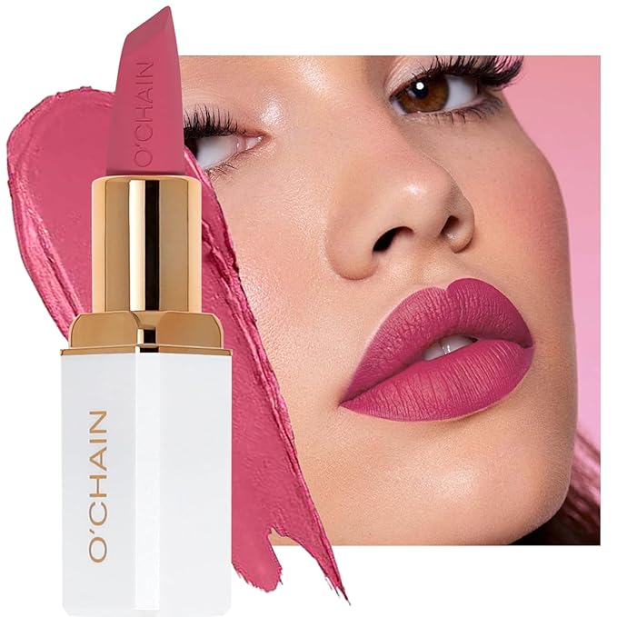 O'CHAIN Red Matte Lipstick, Long Lasting Full Coverage Non-Transfer Lipstick for Women Infused with Jojoba Oil and Vitamin E, Cruelty-Free & Vegan (10 STAYCATION) 0.12 Oz