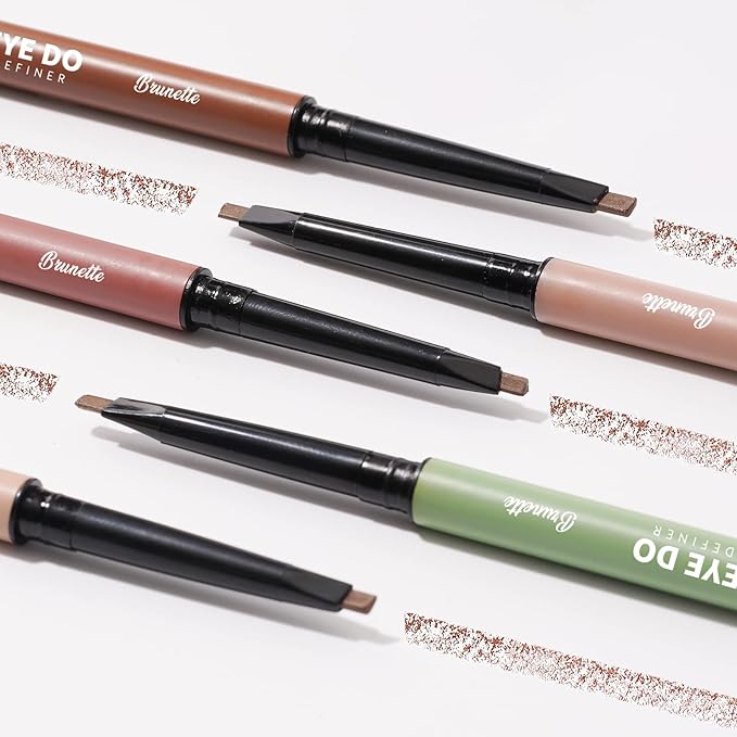 Grey Brown Eyebrow Pencil, Ultra Slim Automatic Eyebrow Pen Long Lasting, Waterproof Micro Fine Triangle Tip Double Head Brow Sculptor for Natural Eye Brow Lamination Makeup Look, Brunette, YES.EYE DO