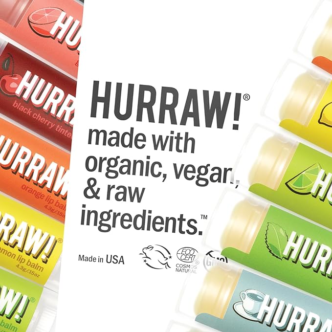 Hurraw! Coconut, Mint, Lemongrass (Pitta) Lip Balm, 2 Pack: Organic, Certified Vegan, Cruelty and Gluten Free. Non-GMO, 100% Natural Ingredients. Bee, Shea, Soy and Palm Free. Made in USA