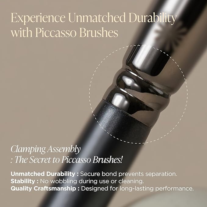 Piccasso Precision Base Set – FB20 Foundation Brush + 6P Latex Round Makeup Sponges, Korean Beauty Tools for Flawless Coverage, Dewy & Matte Finish, Seamless Blending Kit