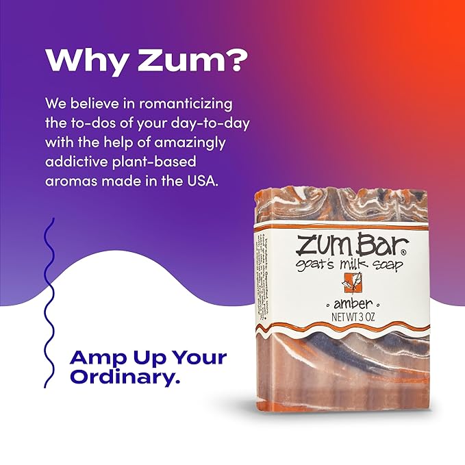 Zum Indigo Wild Goat's Milk Soap Bar - Bar Soap for Hands & Body Made with Essential Oils - 3 oz - Amber (3 Pack)