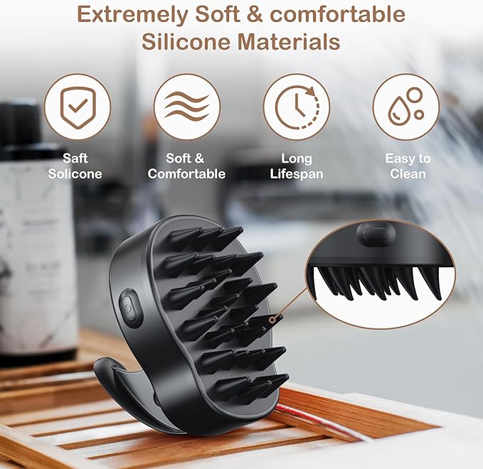 Electric Hair Scalp Massage Brush with Soft Silicone Bristles,3-Level Vibration,IPX6 Waterproof for Hair Growth & Dandruff Removal, Scalp Exfoliator(Purple)