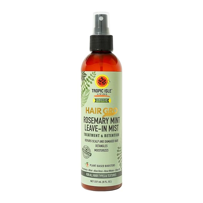 Tropic Isle Living Rosemary Mint Leave-In Conditioner 8oz/ 237ml - Detangles, Moisturizes, Repairs Scalp and Damaged Hair with Natural Formula, Suitable for All Hair Types, Cruelty-Free