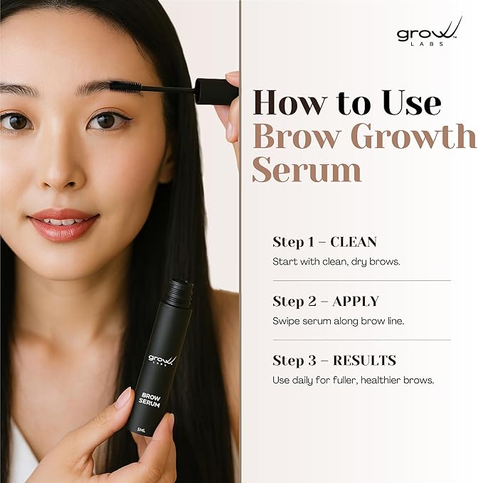 Eyebrow Growth Serum – with Biotin & Peptides – Regrow Eyebrow Hair – Nourishing Formula for Thicker, Fuller, Natural-Looking Brows – Vegan, Cruelty-Free – Made in USA – 5 ml