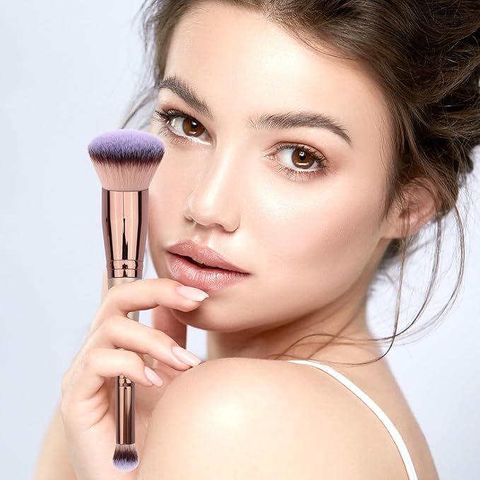 Daubigny Makeup Brushes Dual-ended Foundation Brush Concealer Brush Perfect for Any Look Premium Luxe Hair Rounded Taperd Flawless Brush Ideal for Liquid, Cream, Powder,Blending, Buffing,Concealer