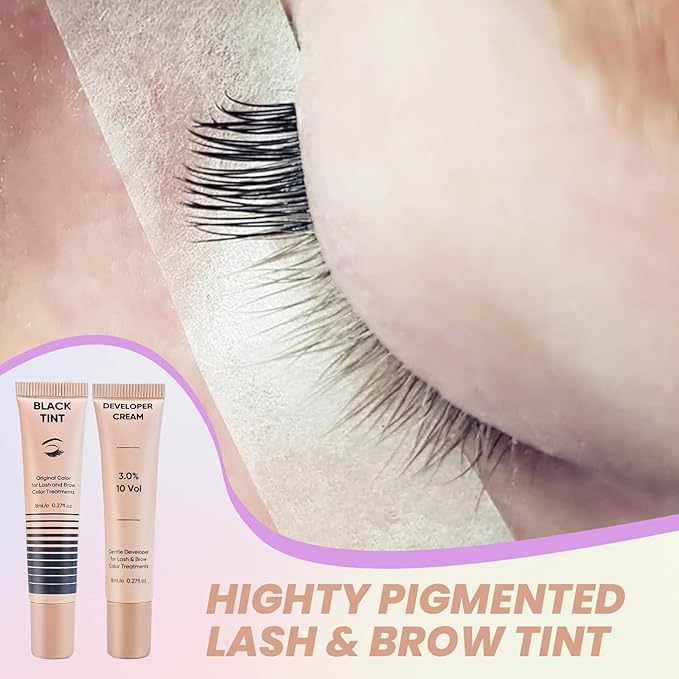 PERMANIA Lash Lift and Black Kit, Full Tube Design Brow Lamination Kit Salon Grade Instant Curling & Coloring With Detailed Instruction