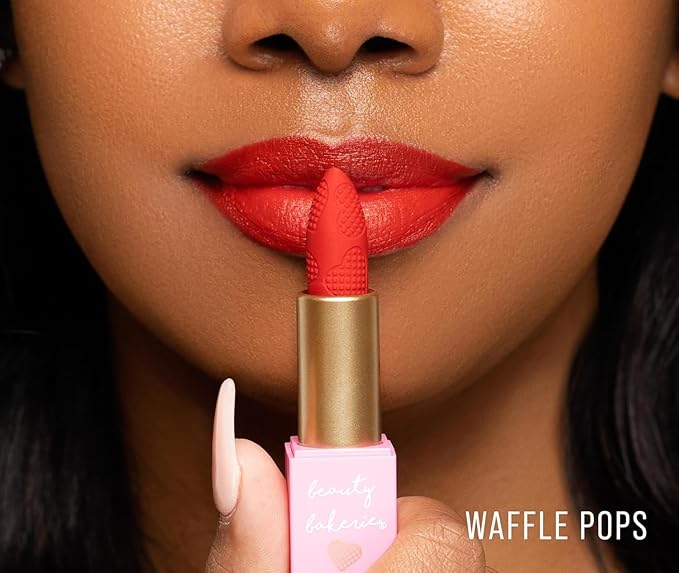 Beauty Bakerie Makeup Matte Lipstick, Long Lasting 24hr Wear Lip Stick for Women, Smooth Matte Finish, Highly Pigmented, Moisturizing, Smudge-Proof Matt Lipsticks, 3.5g, Waffle Pops