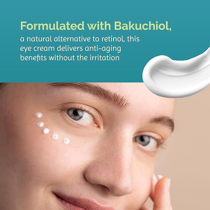 Skön Bakuchiol Eye Cream – Anti-Aging Eye Cream for Wrinkles, Puffiness & Dark Circles – Hydrating Undereye Cream with Hyaluronic Acid & Shea Butter, Brightening Eye Treatment for All Skin Types, 15ml